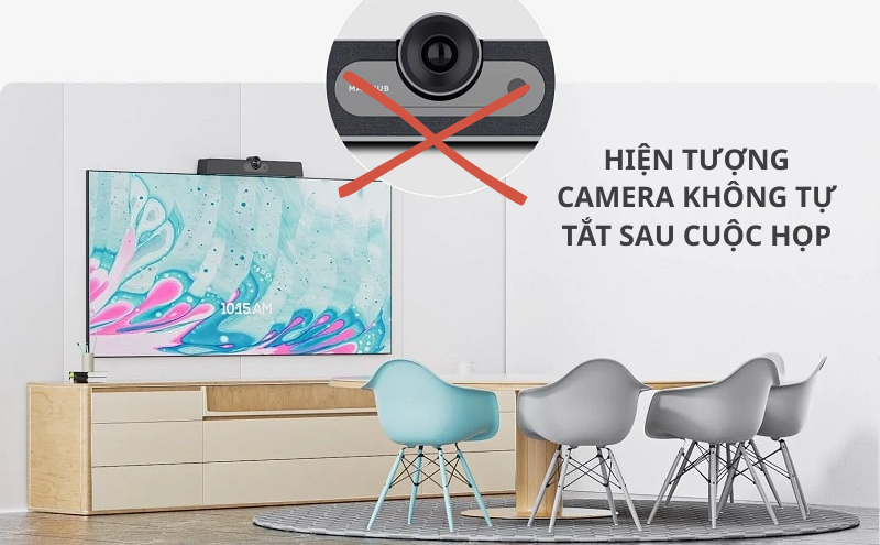 Minh họa hiện tượng camera không tự tắt sau cuộc họp