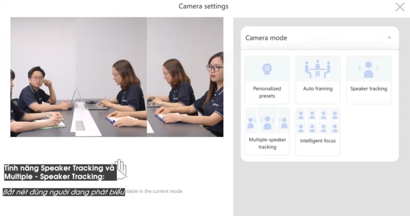 Camera AI trên Maxhub V7 XBoard có thể theo dõi đồng thời nhiều người phát biểu