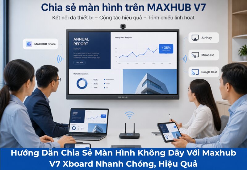 chia sẻ màn hình không dây với Maxhub V7 Xboard